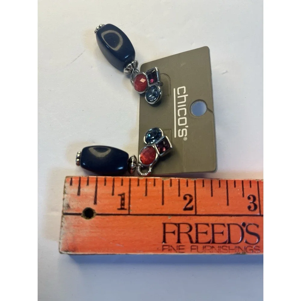 Chicos‎ Shimmering Rhinestones Dangle Earrings Blue New